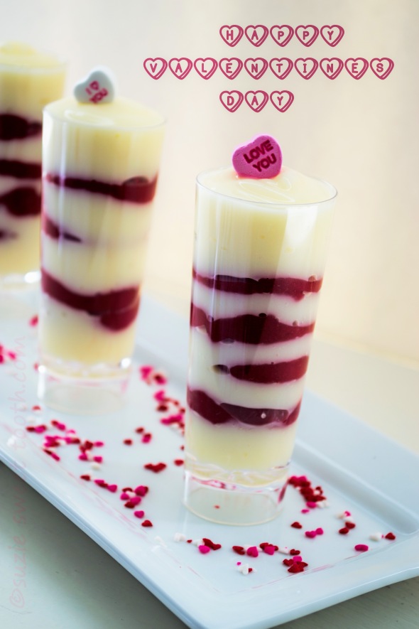 Valentines White Chocolate Rasp Pudding Parfaits
